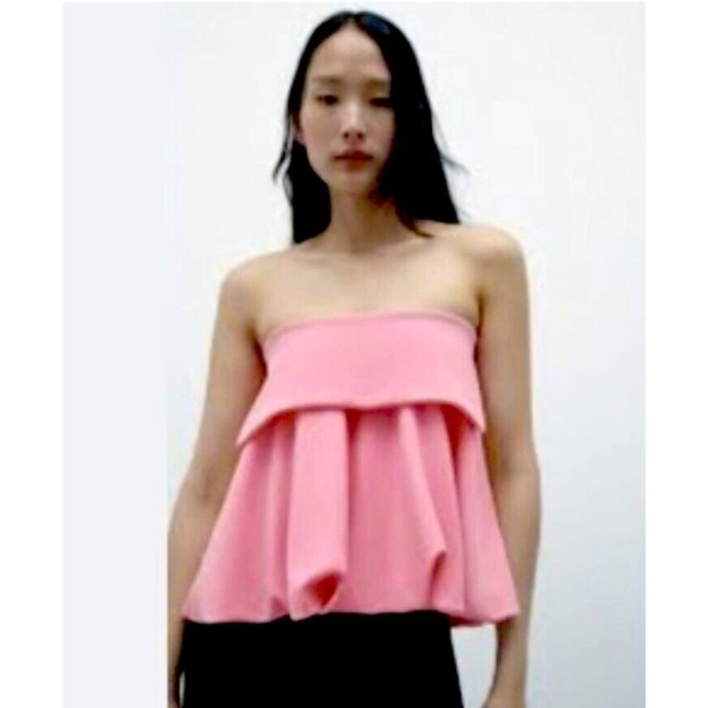 NWT Zara Barbie Pink Tube Top Strapless top/Skirt Bubble Lined Blogger Fav Sz‎ M
